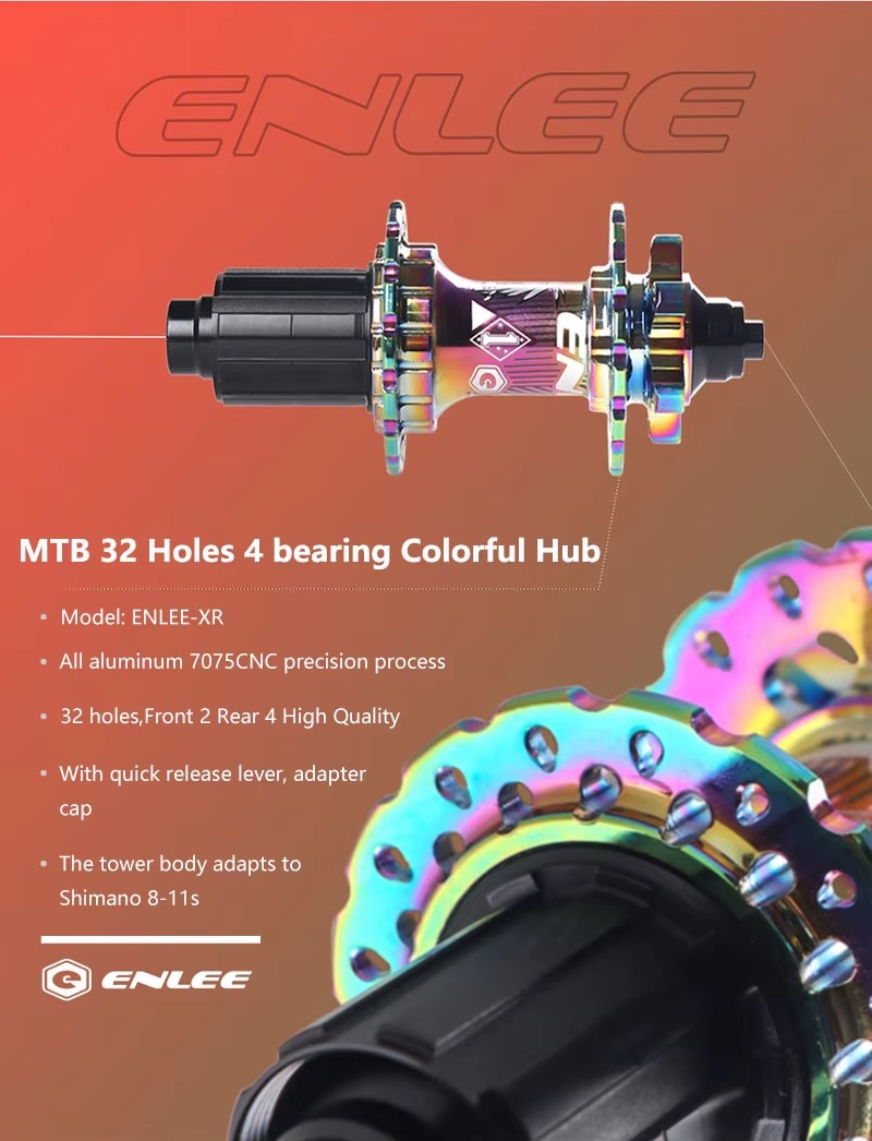 ENLEE Rainbow 32 Hole bicycle Hub CNC Aluminum Mountain Bike Hub Bicycle Rear Front MTB Hubs